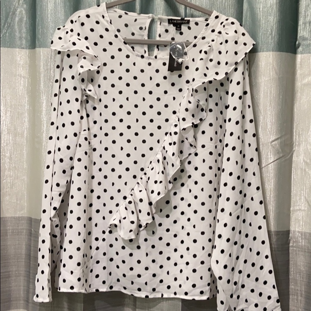 Lane Bryant polka dot ruffle top